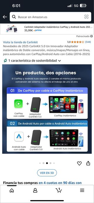 CarlinKit 5.0 Adaptador inalámbrico