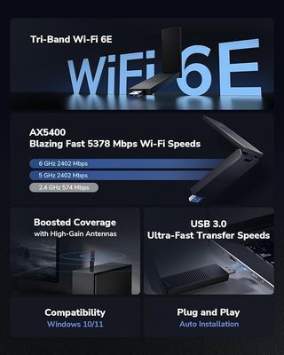 Cudy AXE5400 Adaptador USB 3.0 Wi-Fi 6E WU5400 PC