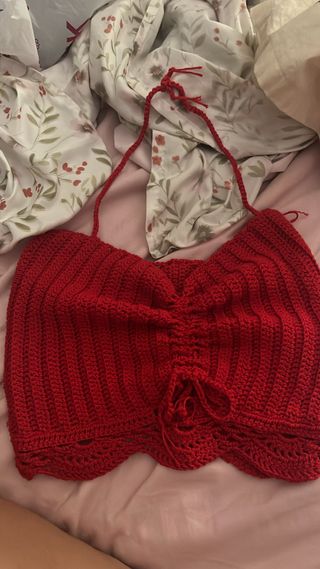 Top rojo crochet - tejido a mano