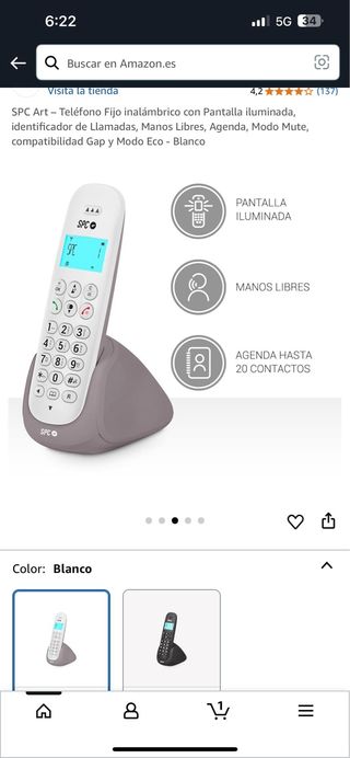 Teléfono inalámbrico SPC Art - Blanco