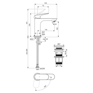 Grifo Lavabo Ideal Standard Lyneth | Cromo Ø28 mm