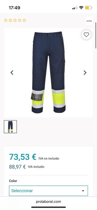 Pantalones trabajo Portwest negros-amarillos