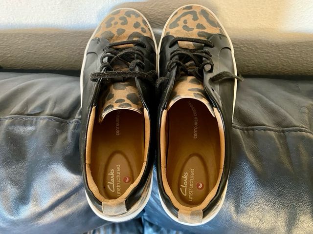 Zapatillas Clarks Piel Leopardo 41, 25,5 cms