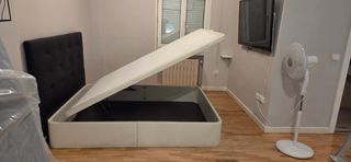 Canapé abatible 160cm beige/azul