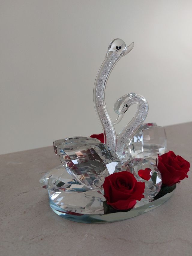 Cigni in Cristallo con rose stabilizzate DB Art