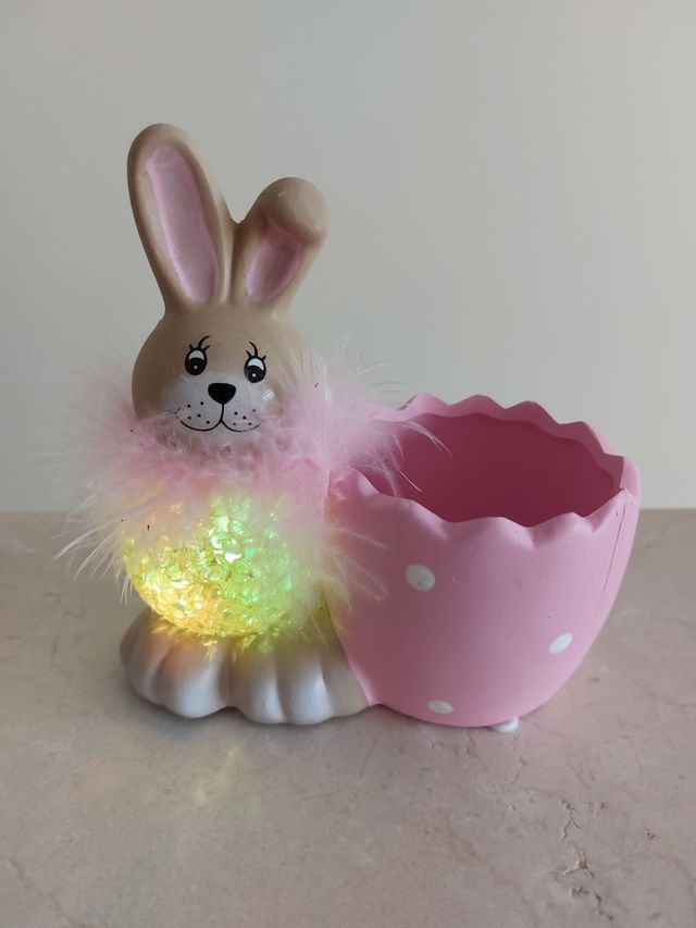 Portavaso Pasquale con Coniglio in Ceramica