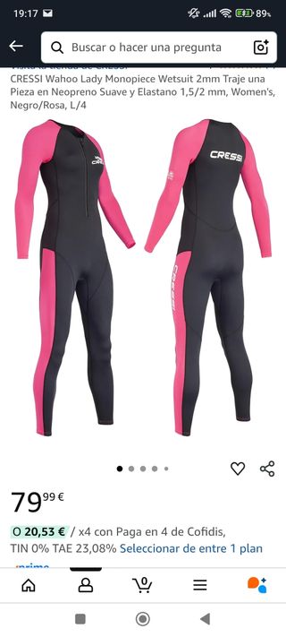 2 Trajes neopreno Cressi 2mm L/4 rosa y azul