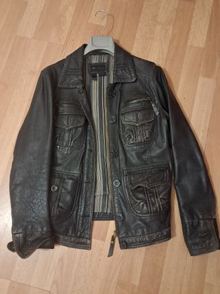 Chaqueta piel negra vintage