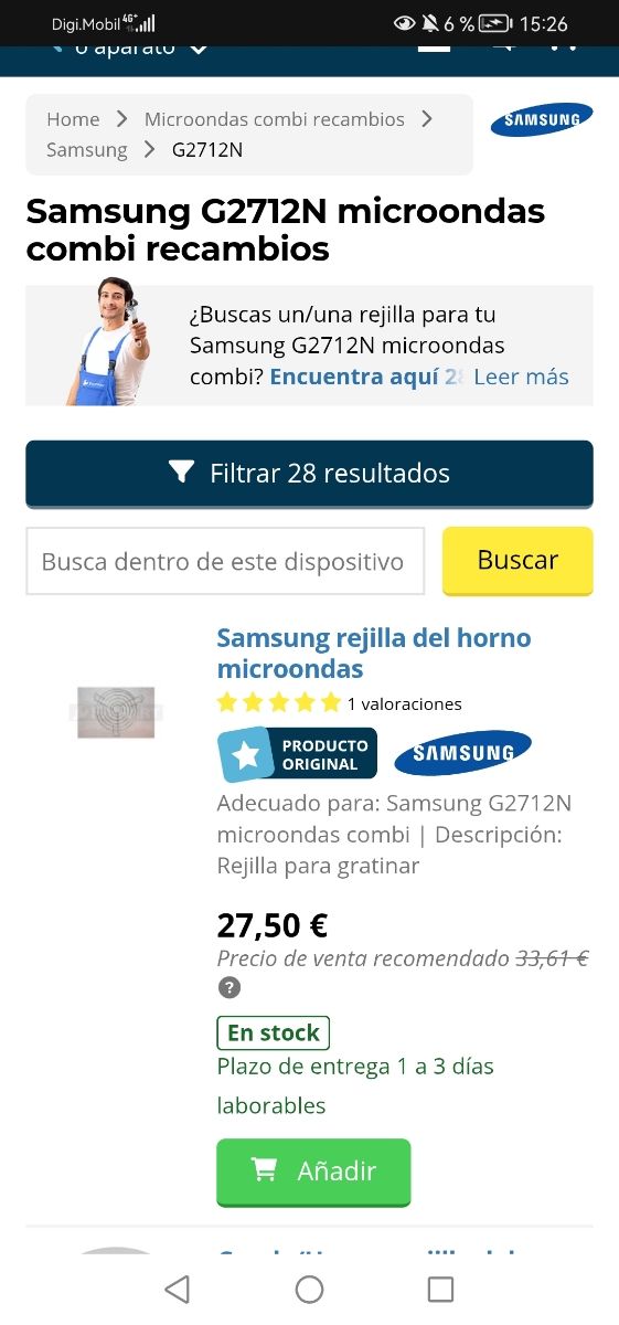 COCINA - REJILLA DE HORNO/GRILL PARA MICROONDAS