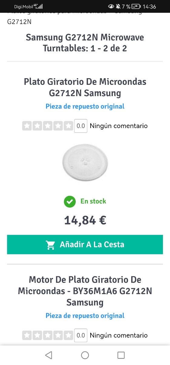 COCINA - PLATO + ANILLO GIRATORIO DE MICROONDAS