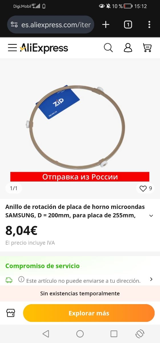 COCINA - PLATO + ANILLO GIRATORIO DE MICROONDAS