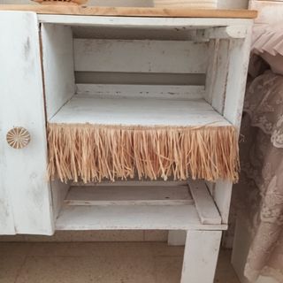 2 Mesitas de  noche madera blanca estilo rústico