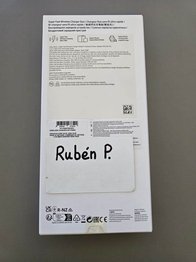 Cargador Samsung Inalámbrico Duo Super Fast