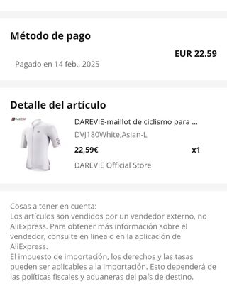 Maillot ciclismo DAREVIE blanco talla asiática L