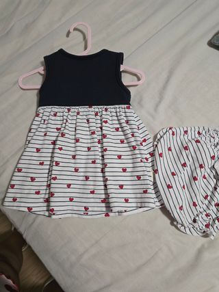 Vestido niña rayas corazones