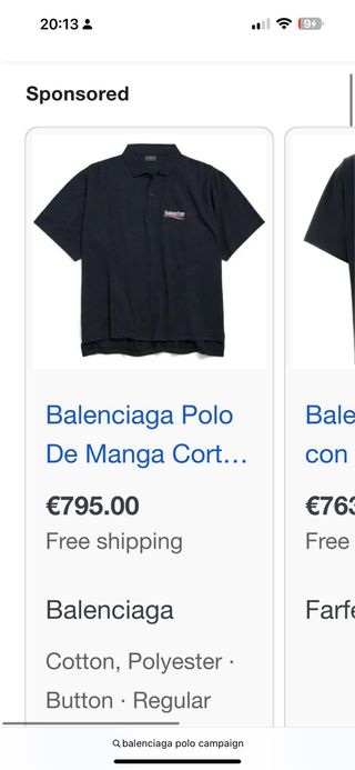 Polo Balenciaga original negro