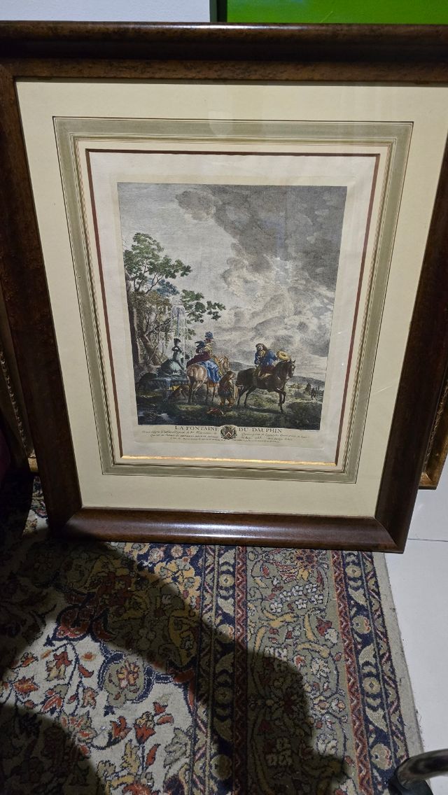 Cuadro antiguo La Fontaine del Delfín