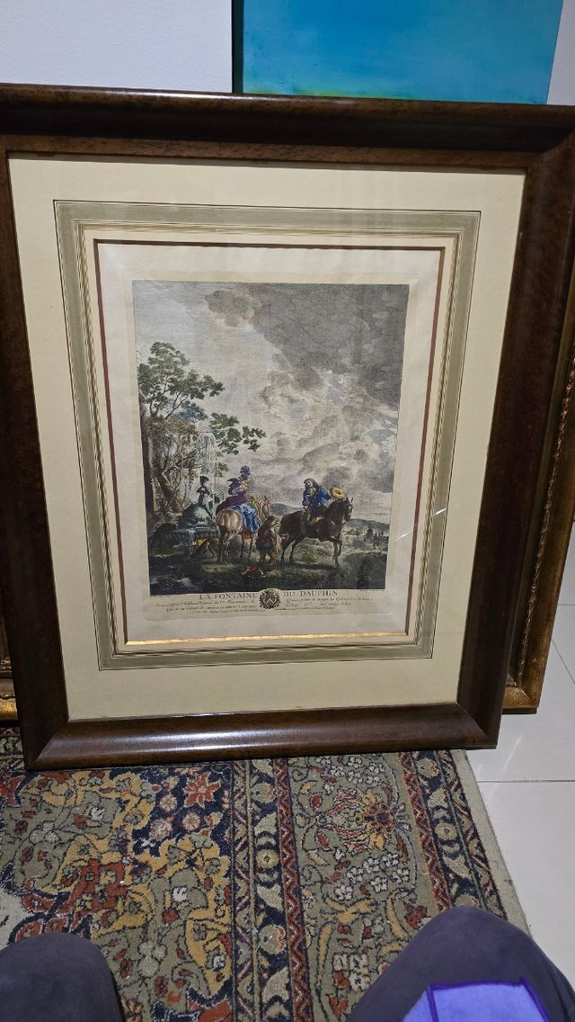 Cuadro antiguo La Fontaine del Delfín