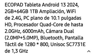 Tablet 10,1" nueva a estrenar. 
