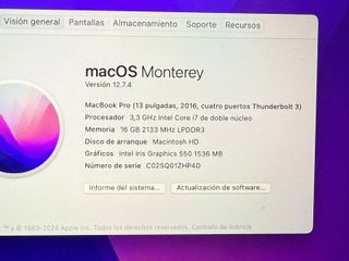 MacBook Pro 13" 2016 i7 16GB 500GB SSD