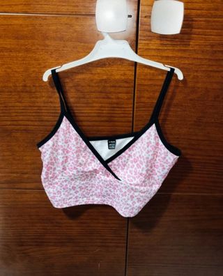 Top corto leopardo rosa