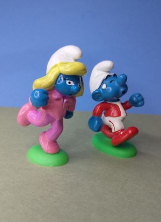 2 Figurine Puffi jogging Schleich Pitufos runners