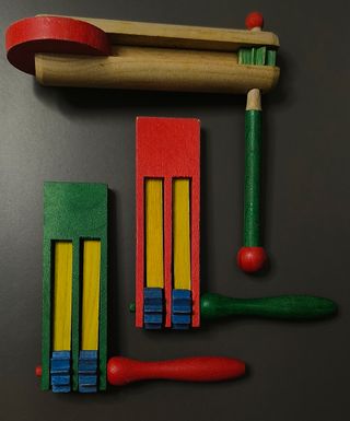 Pack 3 Carracas madera coloridas