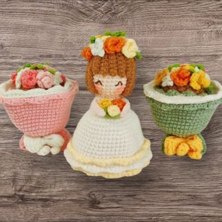 Muñecas comunión | Ramo crochet