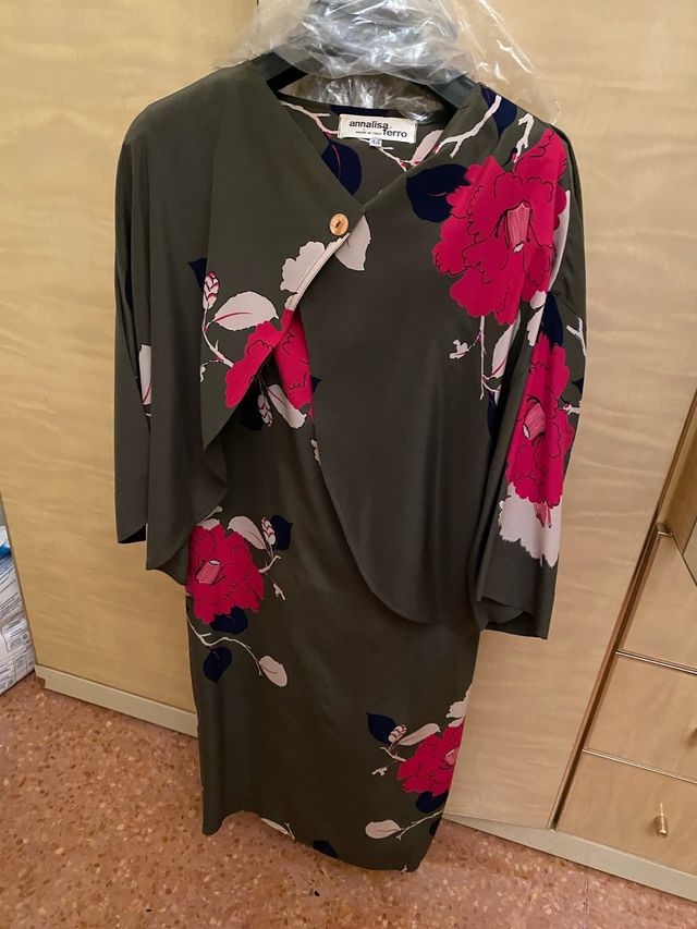 Vestito floreale verde oliva