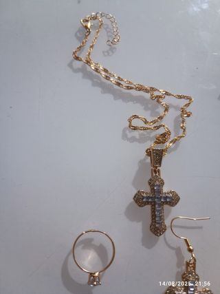 Set Gioielli Croce Strass Oro