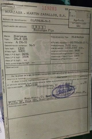 Remolque agrícola Marzasa