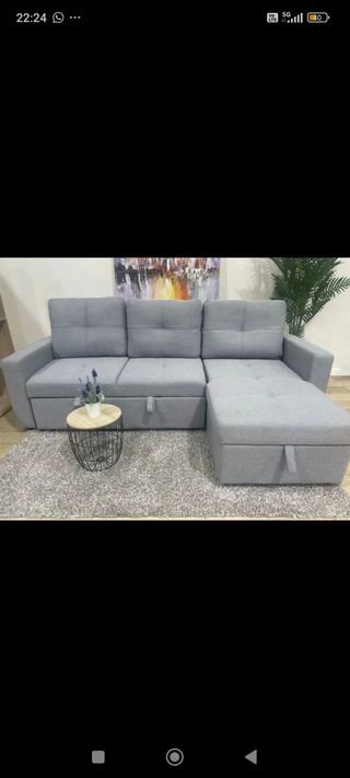 Sofá-cama gris chaise longue
