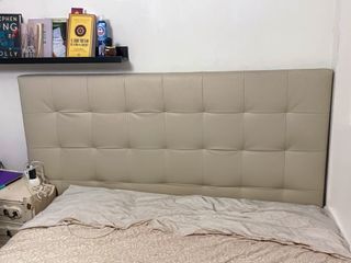 Cabecera cama piel sintética beige