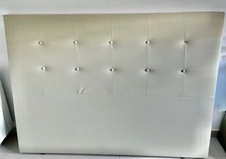 Cabecera cama piel sintética beige