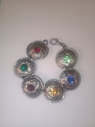 Pulsera vintage multicolor plateada