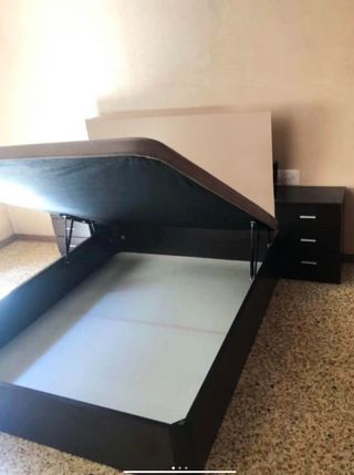 Canapé abatible marrón, pìel sintetica