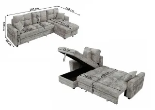 Sofá cama chaise longe gris