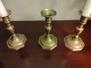 3 Candelabros antiguos dorados
