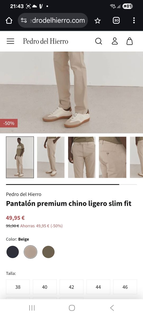 Pantalón Chino premium flex Pedro del Hierro