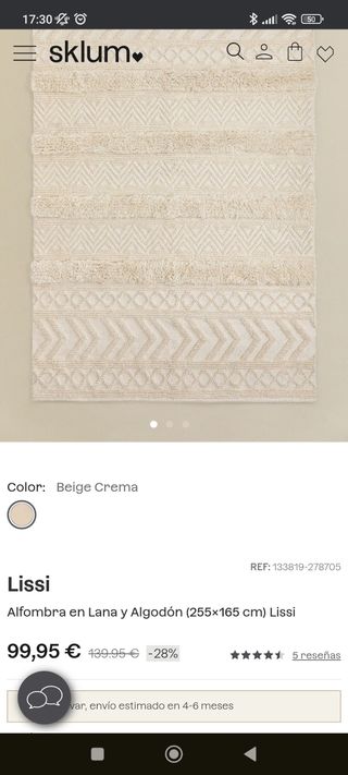 Alfombra Sklum beige algodón