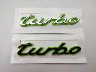 EMBLEMA PORSCHE TURBO E-HYBRID PLATA