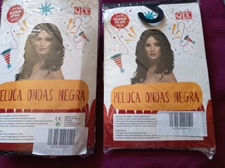 2 Pelucas Negras Onduladas QX