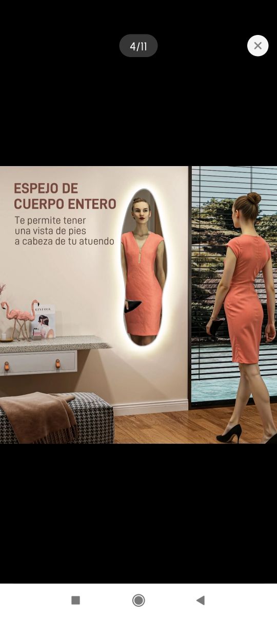 Espejo ovalado con luz LED