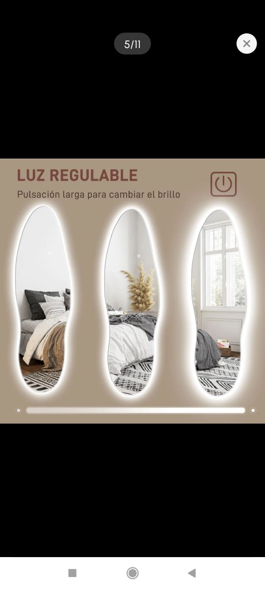 Espejo ovalado con luz LED