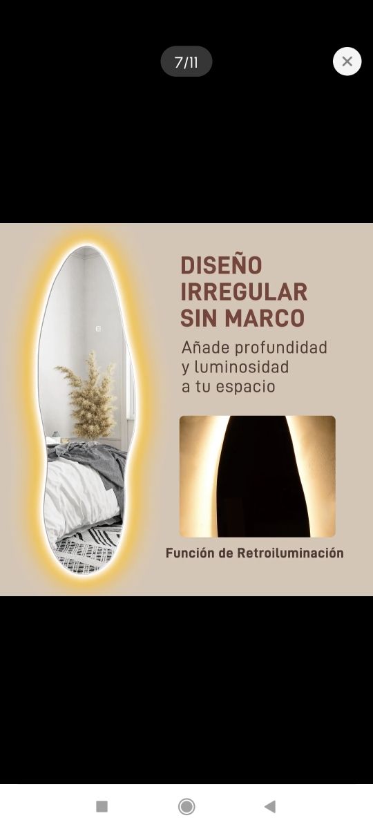 Espejo ovalado con luz LED