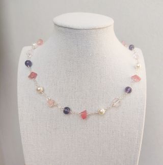 Collana perle rosa viola