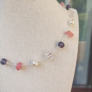 Collana perle rosa viola