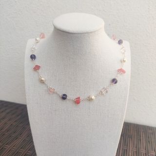 Collana perle rosa viola