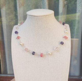 Collana perle rosa viola