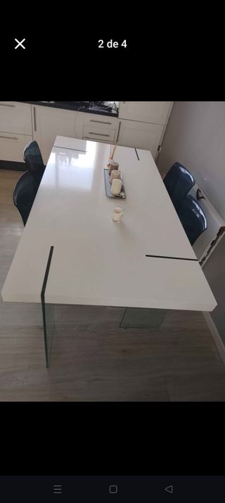 Mesa de comedor blanca - cristal